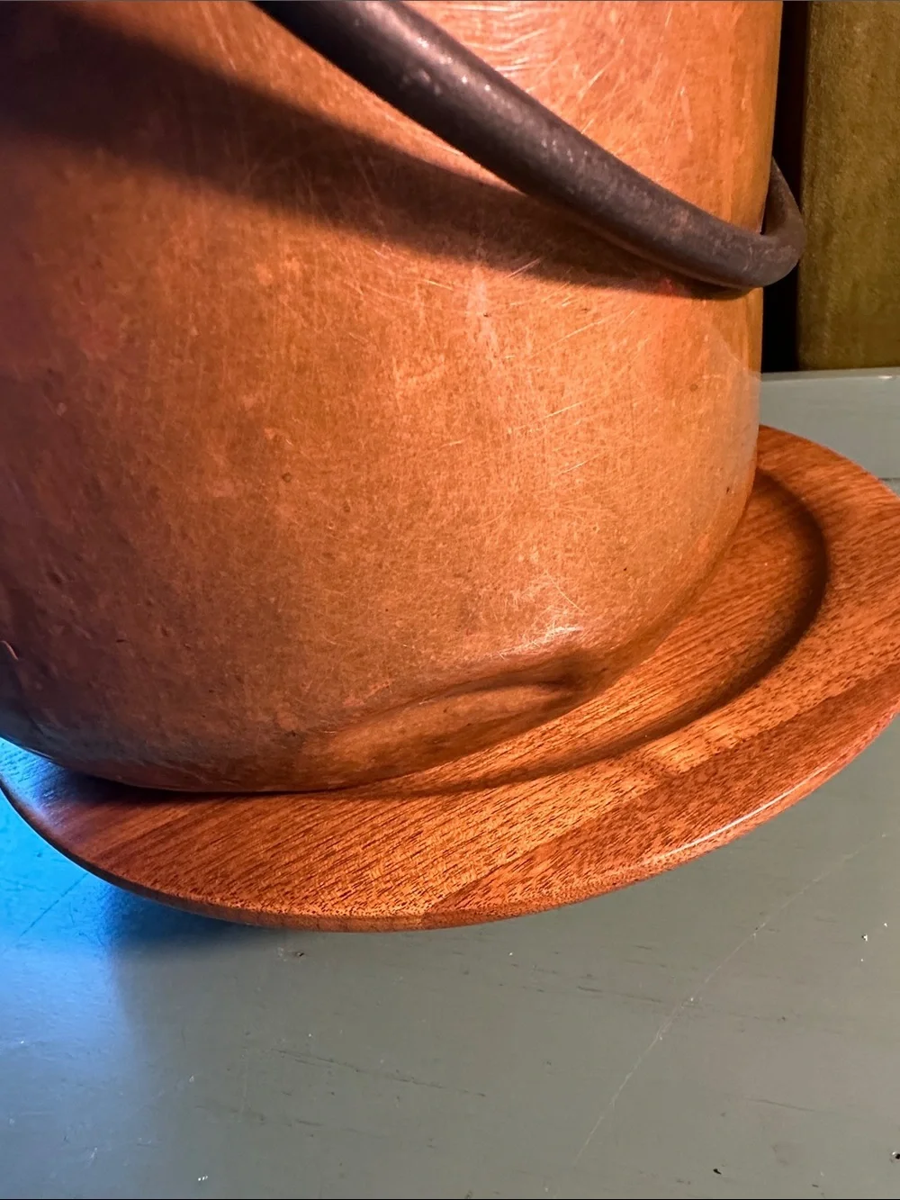 Rustic antique Copper Decorative Bucket with Black Handle